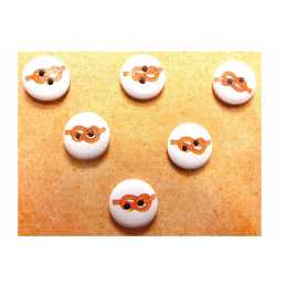 LOT 6 BOUTONS BOIS : rond thème mer motif noeud 15mm (21) 