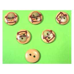 LOT 6 BOUTONS BOIS : rond thème mer 15mm (46) 