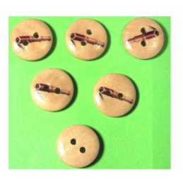 LOT 6 BOUTONS BOIS : rond thème mer 15mm (49) 