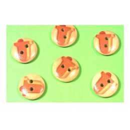 LOT 6 BOUTONS BOIS : rond thème mer motif cloche 15mm (54) 