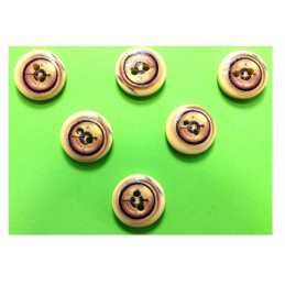 LOT 6 BOUTONS BOIS : rond thème mer motif hublot 15mm (31) 