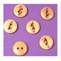 LOT 6 BOUTONS BOIS : rond thème mer motif phare 15mm (55) 
