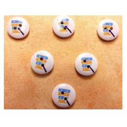 LOT 6 BOUTONS BOIS : rond thème musique 15mm (01) 