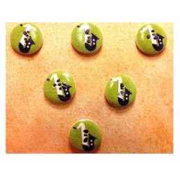 LOT 6 BOUTONS BOIS : rond thème musique 15mm (04) 