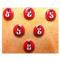 LOT 6 BOUTONS BOIS : rond thème musique motif guitare 15mm (03) 