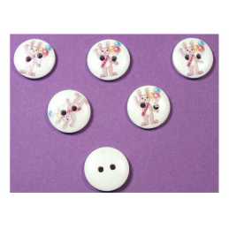 LOT 6 BOUTONS BOIS : rond thème fête forraine 15mm (02) 
