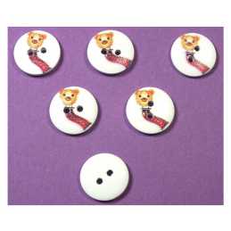 LOT 6 BOUTONS BOIS : rond thème fête forraine 15mm (06) 