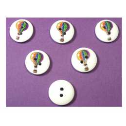 LOT 6 BOUTONS BOIS : rond thème fête forraine 15mm (08) 