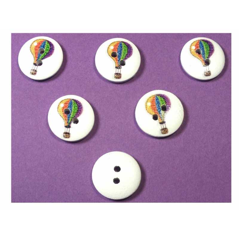LOT 6 BOUTONS BOIS : rond thème fête forraine 15mm (08) 
