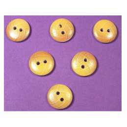 LOT 6 BOUTONS BOIS : rond motif ballon 15mm (05) 