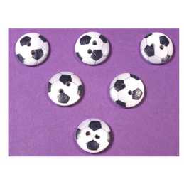LOT 6 BOUTONS BOIS : rond motif ballon 15mm (06) 