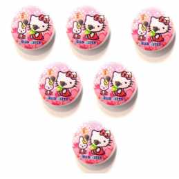 LOT 6 BOUTONS BOIS : rond motif chat 15mm (08) 