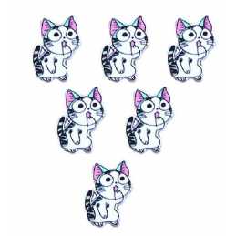 LOT 6 BOUTONS BOIS : chat 24*15mm (22) 