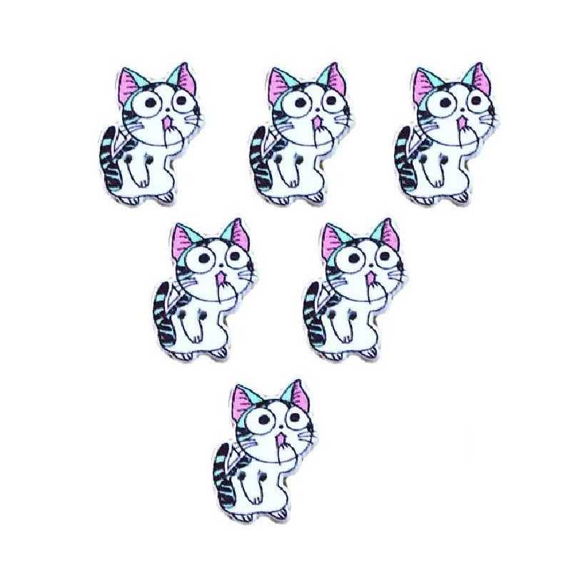 LOT 6 BOUTONS BOIS : chat 24*15mm (22) 