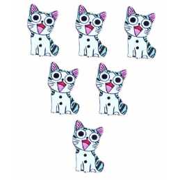 LOT 6 BOUTONS BOIS : chat 26*15mm (24) 