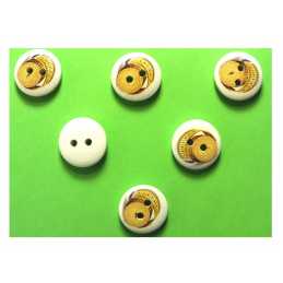LOT 6 BOUTONS BOIS : rond thème mercerie centimètre 15mm (14) 