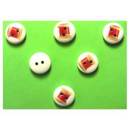 LOT 6 BOUTONS BOIS : rond thème mercerie bobine fil 15mm (19) 