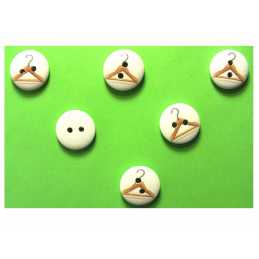 LOT 6 BOUTONS BOIS : rond thème mercerie cintre 15mm (11) 