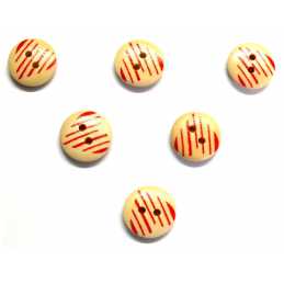 LOT 6 BOUTONS BOIS : rond thème coeur 15mm (06) 