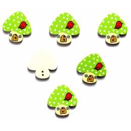 LOT 6 BOUTONS BOIS : champignon 23*22mm (11) 