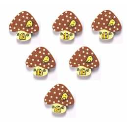 LOT 6 BOUTONS BOIS : champignon 23*22mm (17) 