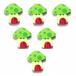 LOT 6 BOUTONS BOIS : champignon 23*22mm (18) 