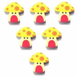 LOT 6 BOUTONS BOIS : champignon 23*22mm (19) 