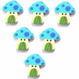 LOT 6 BOUTONS BOIS : champignon 23*22mm (21) 