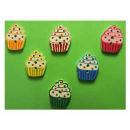 LOT 6 BOUTONS BOIS : gateau 20*16mm (01) 