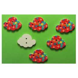 LOT 6 BOUTONS BOIS : chapeau 28*20mm (01) 