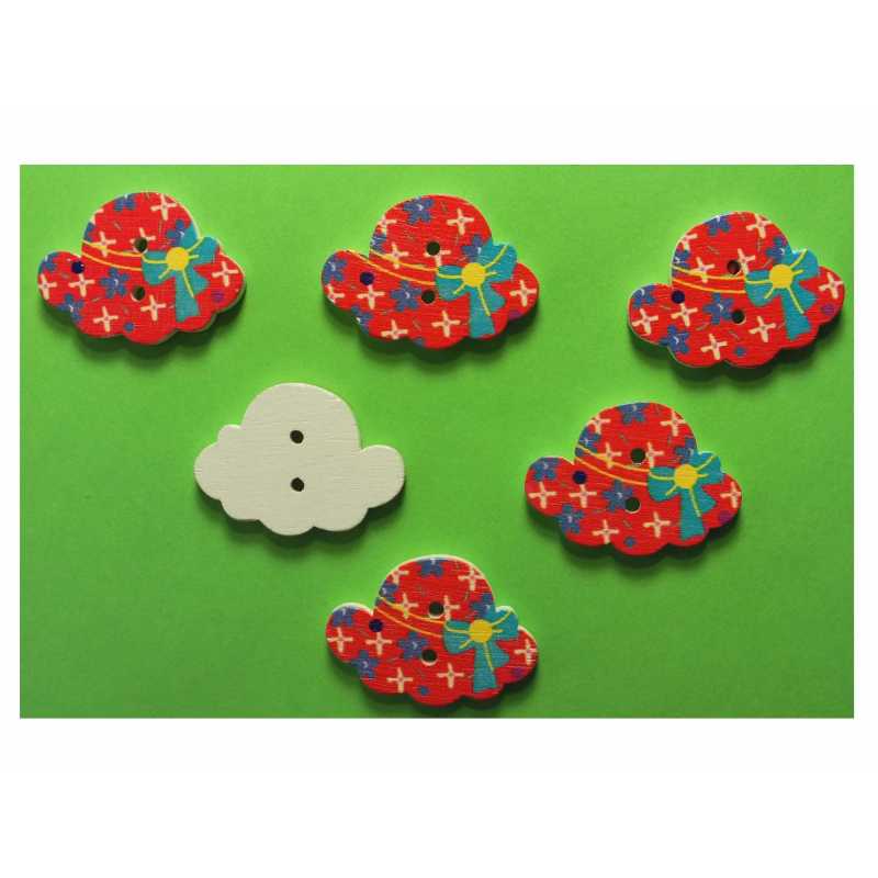 LOT 6 BOUTONS BOIS : chapeau 28*20mm (01) 
