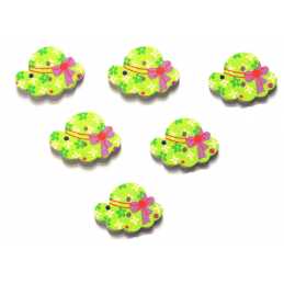 LOT 6 BOUTONS BOIS : chapeau 28*20mm (03) 