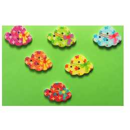 LOT 6 BOUTONS BOIS : chapeau 28*20mm (04) 