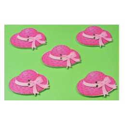 LOT 5 BOUTONS BOIS : chapeau 30*22mm (06) 