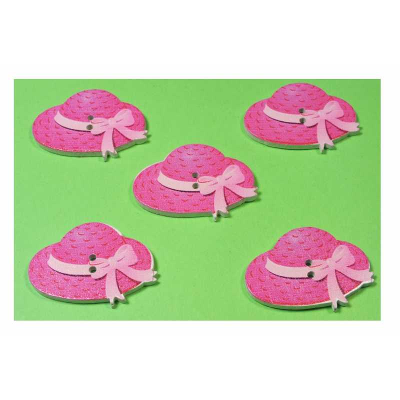 LOT 5 BOUTONS BOIS : chapeau 30*22mm (06) 