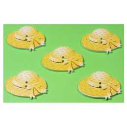 LOT 5 BOUTONS BOIS : chapeau 30*22mm (09) 