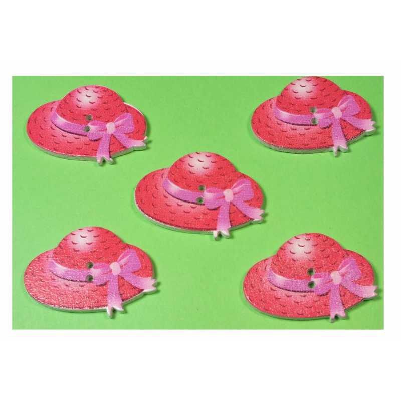 LOT 5 BOUTONS BOIS : chapeau 30*22mm (10) 