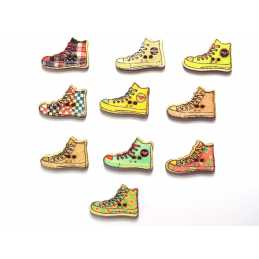 LOT 10 BOUTONS BOIS : chaussure 27*18mm (01) 