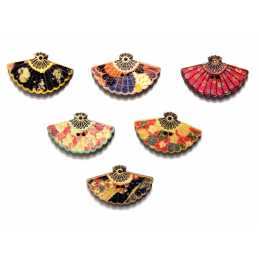 LOT 6 BOUTONS BOIS : éventail 30*18mm (01) 