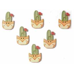LOT 6 BOUTONS BOIS : cactus 27*17mm (03) 