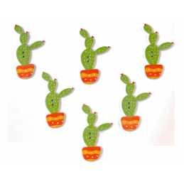 LOT 6 BOUTONS BOIS : cactus 41*22mm (04) 