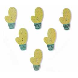 LOT 6 BOUTONS BOIS : cactus 33*17mm (05) 