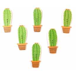 LOT 6 BOUTONS BOIS : cactus 39*15mm (06) 