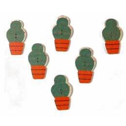 LOT 6 BOUTONS BOIS : cactus 34*20mm (07) 