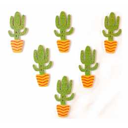 LOT 6 BOUTONS BOIS : cactus 35*20mm (08) 