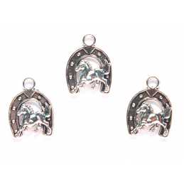 LOT 3 CHARMS/BRELOQUES  plaqué argent : fer à cheval 23*17mm (03) 