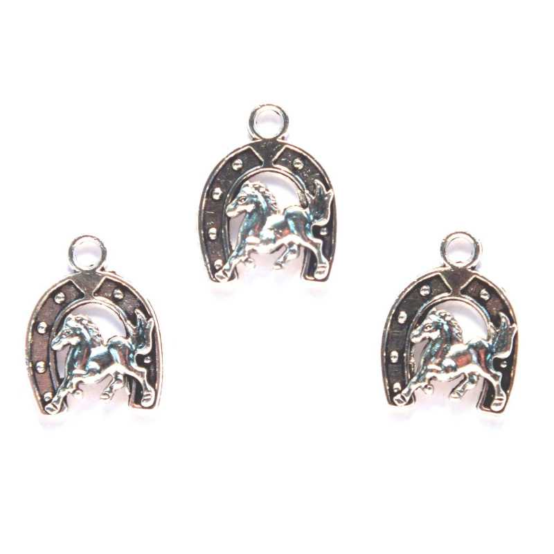 LOT 3 CHARMS/BRELOQUES  plaqué argent : fer à cheval 23*17mm (03) 