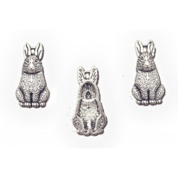 LOT 3 CHARMS/BRELOQUES  plaqué argent : lapin 26*13mm (01) 