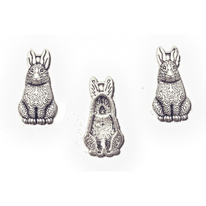 LOT 3 CHARMS/BRELOQUES  plaqué argent : lapin 26*13mm (01) 