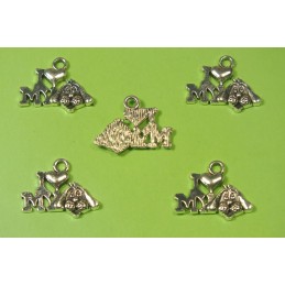 LOT  5 BRELOQUES/CHARMS METAL argenté : j aime mon chien 18 * 13 mm